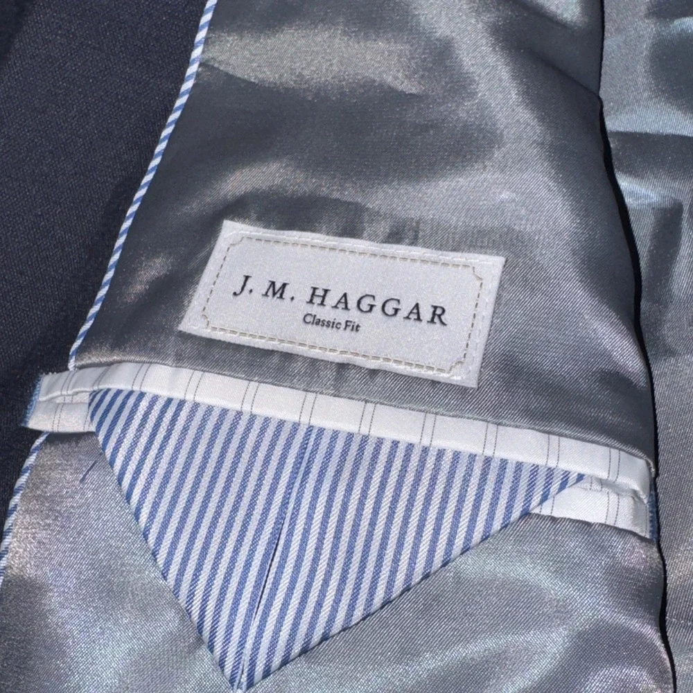 JM Haggar Mens Premium Stretch Classic Fit Suit Jacket 46L $220 Navy Blue NWT **